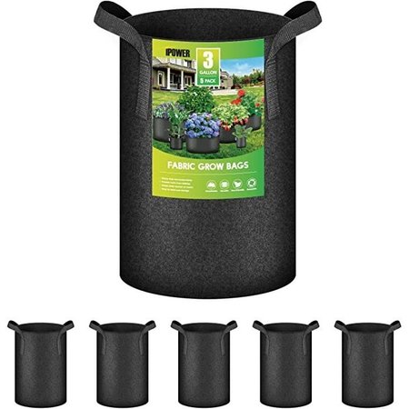 IPOWER 3-Gallon Fabric Aeration Pots Container with Strap Handles GLGROWBAG3X5